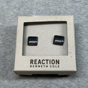 Kenneth  Cole  Reaction  Square ‎ Black/  Gunmetal Cufflinks Sleek Formal NIB